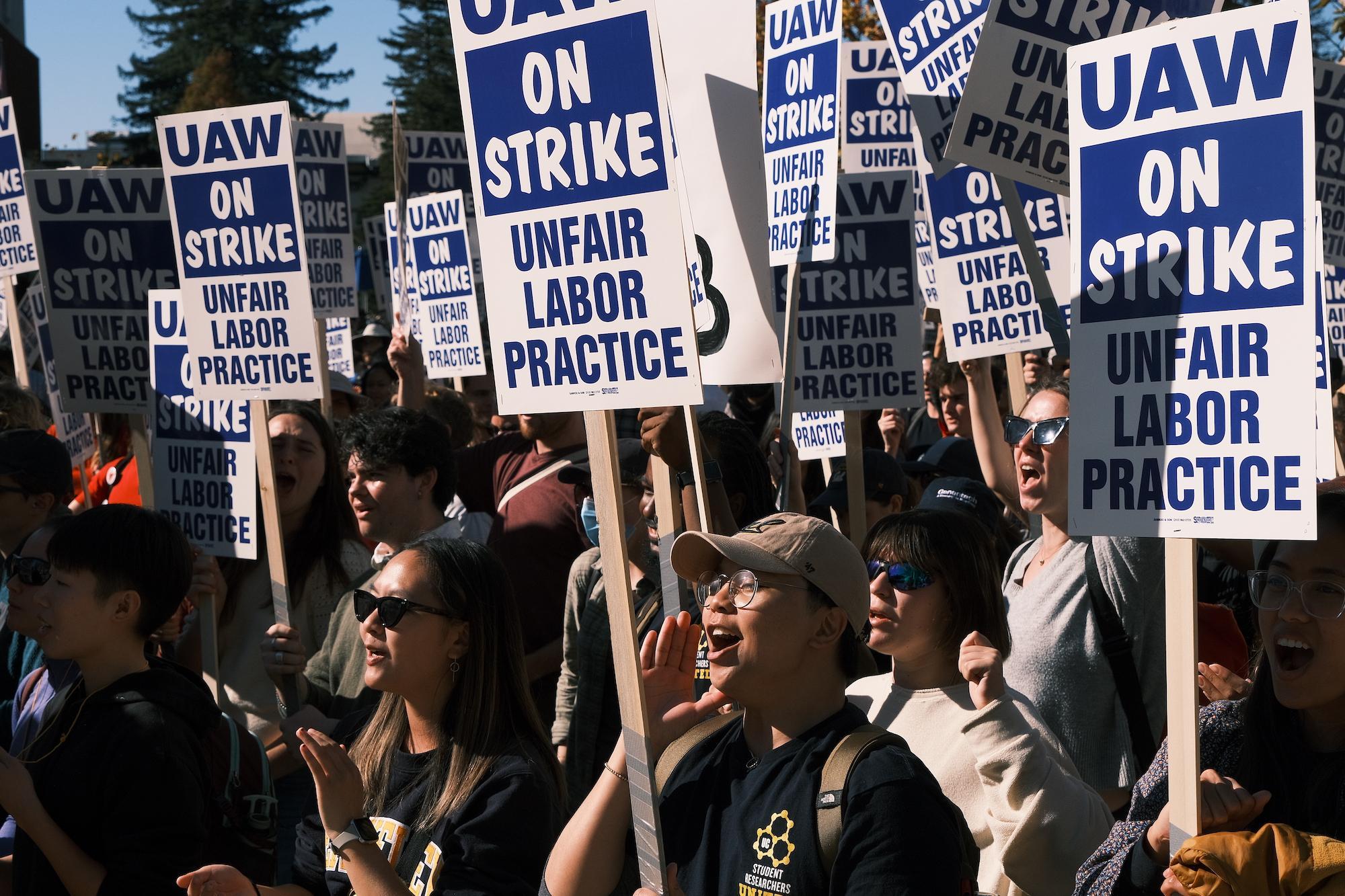 UAW members on strike at the University of California 